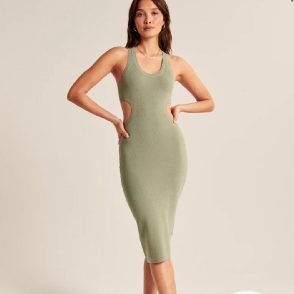 Abercrombie Elevated Knit Side Cutout Midi Dress